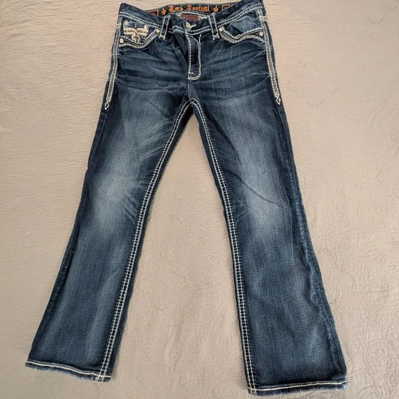 Rock Revival Dark Blue Boot Cut Ysobel Women's Jeans Size 31 - Picture 2 of 8